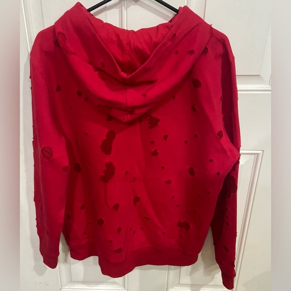 Red Givenchy Distressed Logo Hoodie. Size XL - Picture 2 of 8